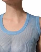 Blue Semi Sheer Ribbed Sleeveless Tank Top 4
