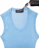 Blue Semi Sheer Ribbed Sleeveless Tank Top 5