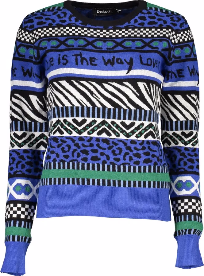 Blue Viscose Women Sweater