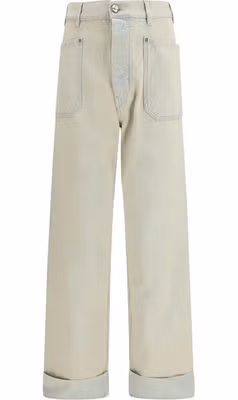 Beige Cotton Relaxed Fit Jeans