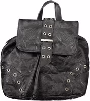 Black Polyurethane Women Backpack 1