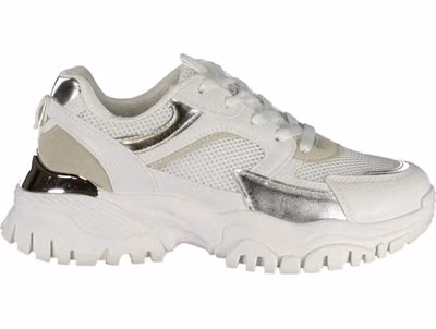 White Polyurethane Women Sneaker