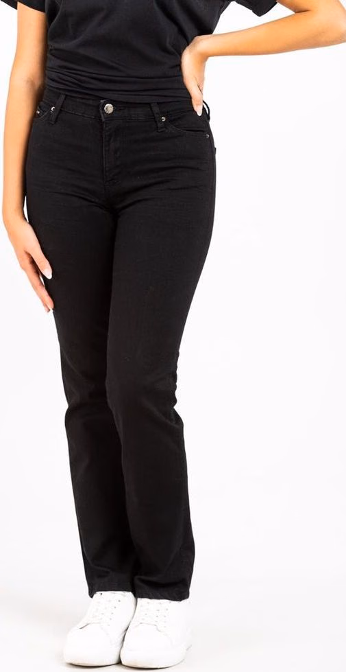 Black Cotton Straight-Leg Jeans