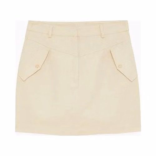 Beige Cotton Mini Skirt