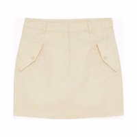 Beige Cotton Mini Skirt 1