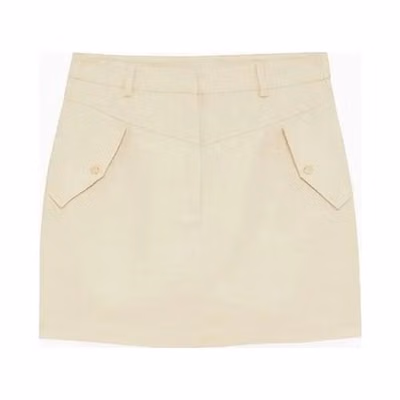 Beige Cotton Mini Skirt