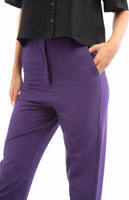 Purple Polyester Casual Pants 2