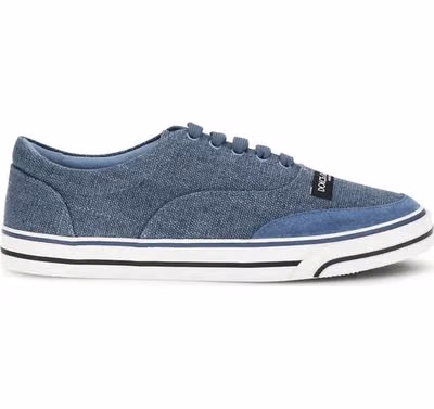 Blue Linen Low Top Sneakers