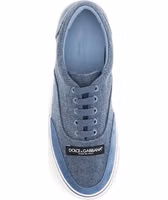 Blue Linen Low Top Sneakers 4
