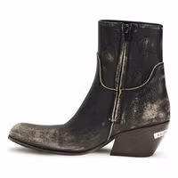 Black Calf Leather Bos Taurus Ankle Boots 3