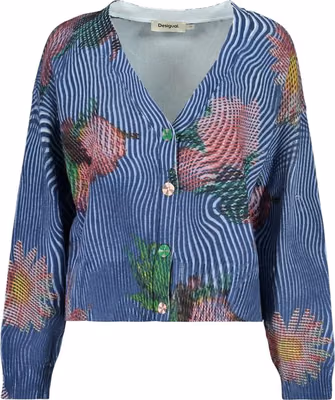 Blue Cotton Womens Cardigan