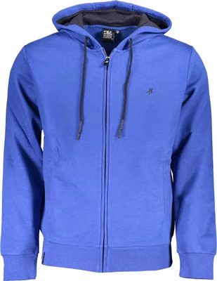 Blue Cotton Men Hoodie