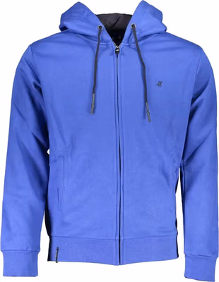 Blue Cotton Men Hoodie