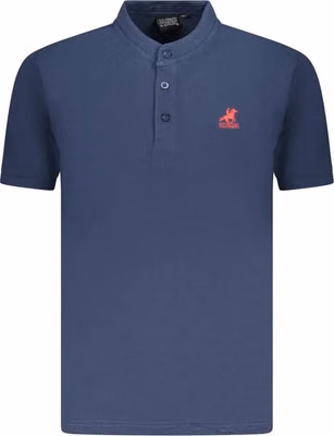 Blue Cotton Men Polo