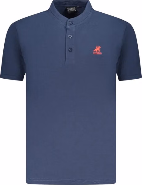 Blue Cotton Men Polo