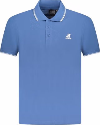 Blue Cotton Men Polo Shirt