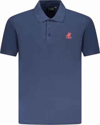 Blue Cotton Men Polo Shirt