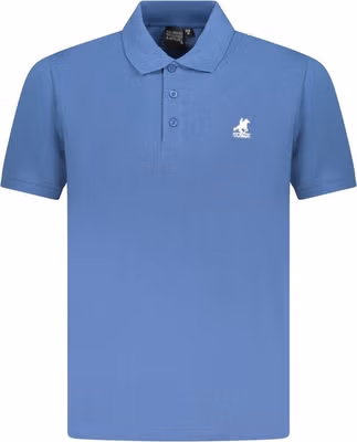 Blue Cotton Men Polo Shirt