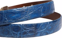 Navy Blue Leather Gold Tone Metal Buckle Belt 4