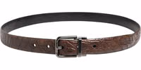 Brown Leather Silver Tone Metal Buckle Belt 2