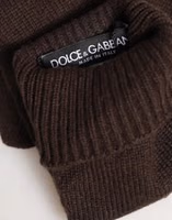 Brown Cashmere Knitted Elbow Length Mitten Gloves 1