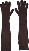 Brown Cashmere Knitted Elbow Length Mitten Gloves 4