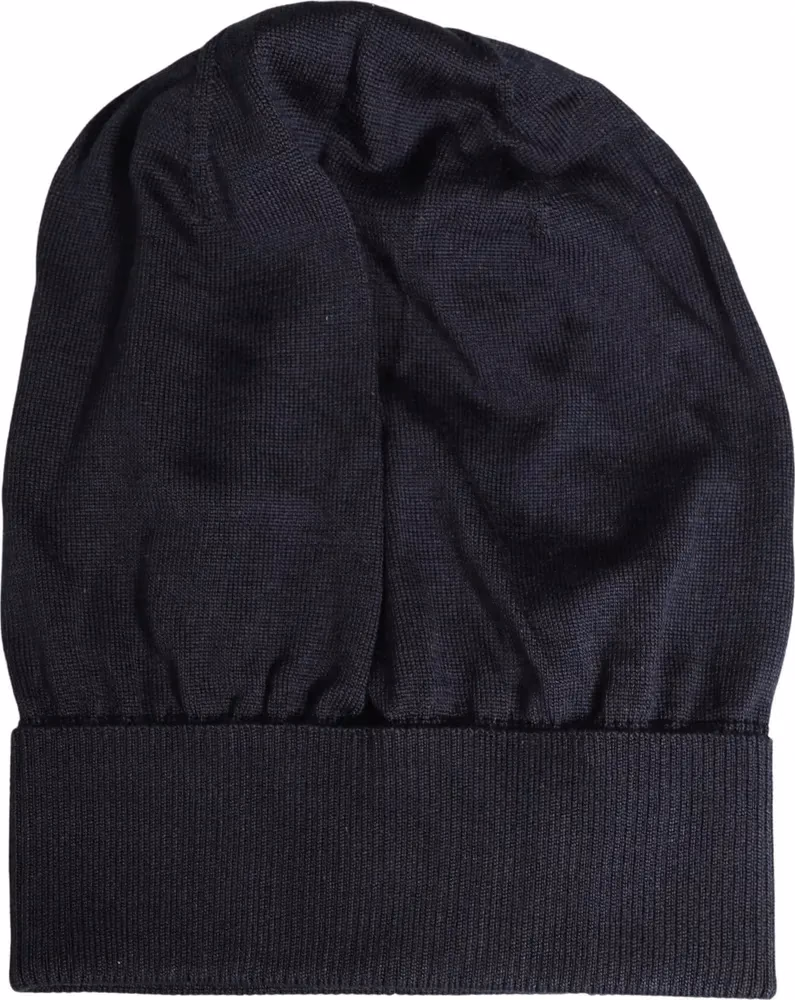 Black Solid Wool Knitted Winter Beanie Cap Hat