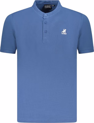 Blue Cotton Men Polo Shirt