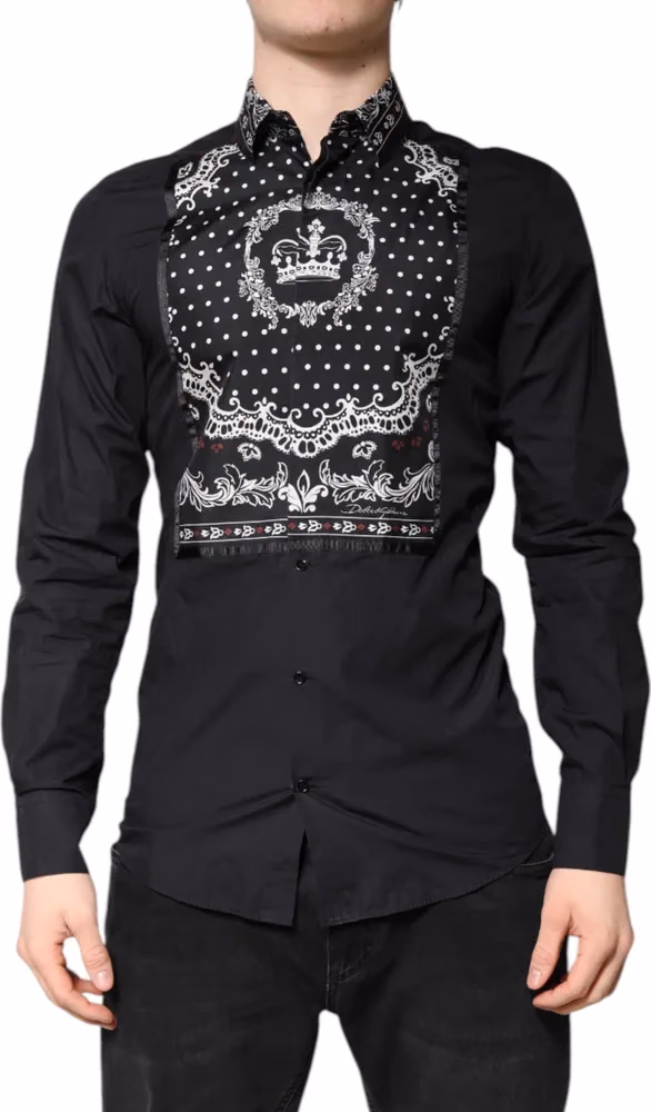 Black White Bandana GOLD Formal Dress Shirt