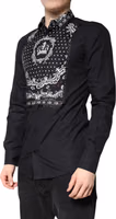Black White Bandana GOLD Formal Dress Shirt 2
