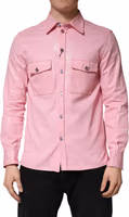 Pink Cotton Collared Men Button Down Shirt 1