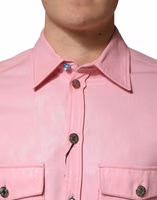 Pink Cotton Collared Men Button Down Shirt 4