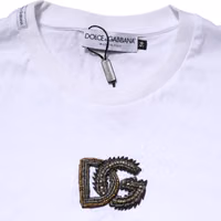 White Cotton DG Logo Embroidery Men  T-shirt 4