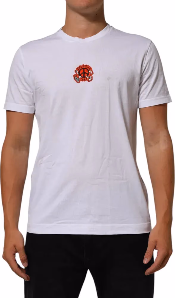 White Cotton DG Love Patch Crew Neck T-shirt