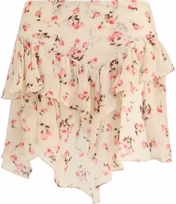 Beige Viscose Mini Skirt