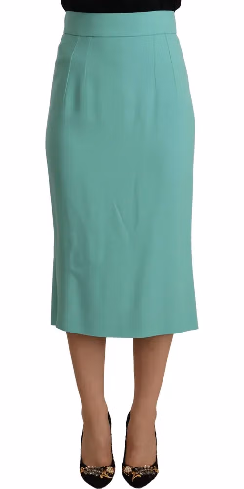 Mint Green Viscose Pencil Cut Midi Skirt