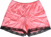 Pink Silk Satin Lace Trim Pajama Shorts Sleepwear 1