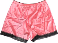 Pink Silk Satin Lace Trim Pajama Shorts Sleepwear 3