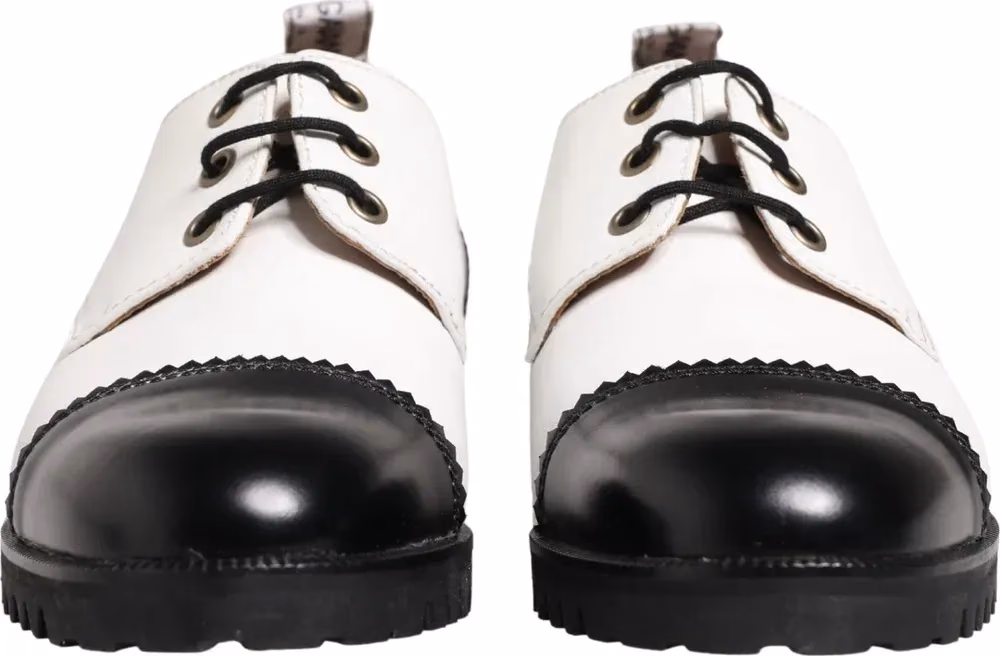 Black White Leather Derby Shoes