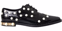 Black Leather Faux Pearl Dress Brogue Shoes 5