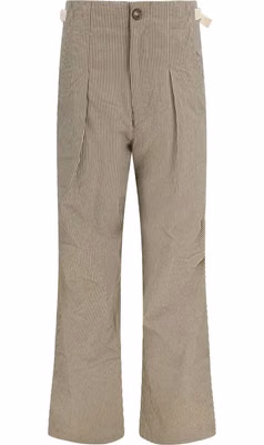 Beige Cotton Casual Pants