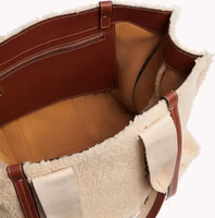 Beige Lamb Fur Tote Bag 2