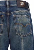 Blue Cotton Straight-Leg Jeans 3