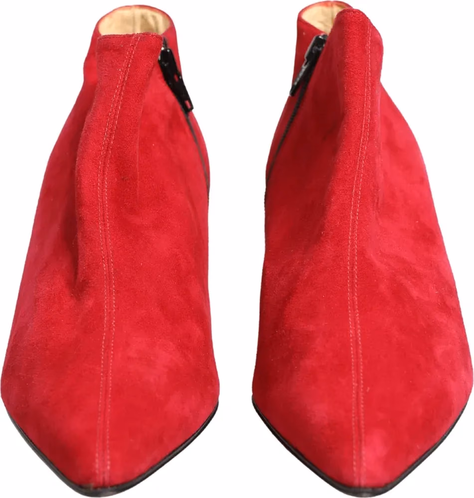 Red Suede Ankle Boots Shoes