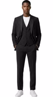 Black Polyester Three-Piece Suit 1