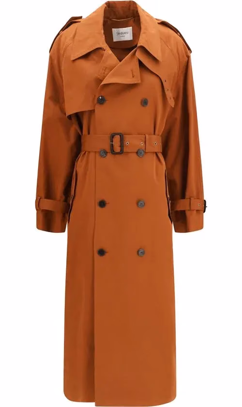 Brown Cotton Trench Coat