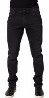 Black Cotton Stretch Regular SkinnyDenim Jeans 5