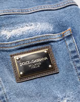Blue Cotton Distressed Denim Bermuda Shorts 1