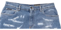 Blue Cotton Distressed Denim Bermuda Shorts 2
