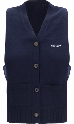 Blue Cashmere Sleeveles Sweater